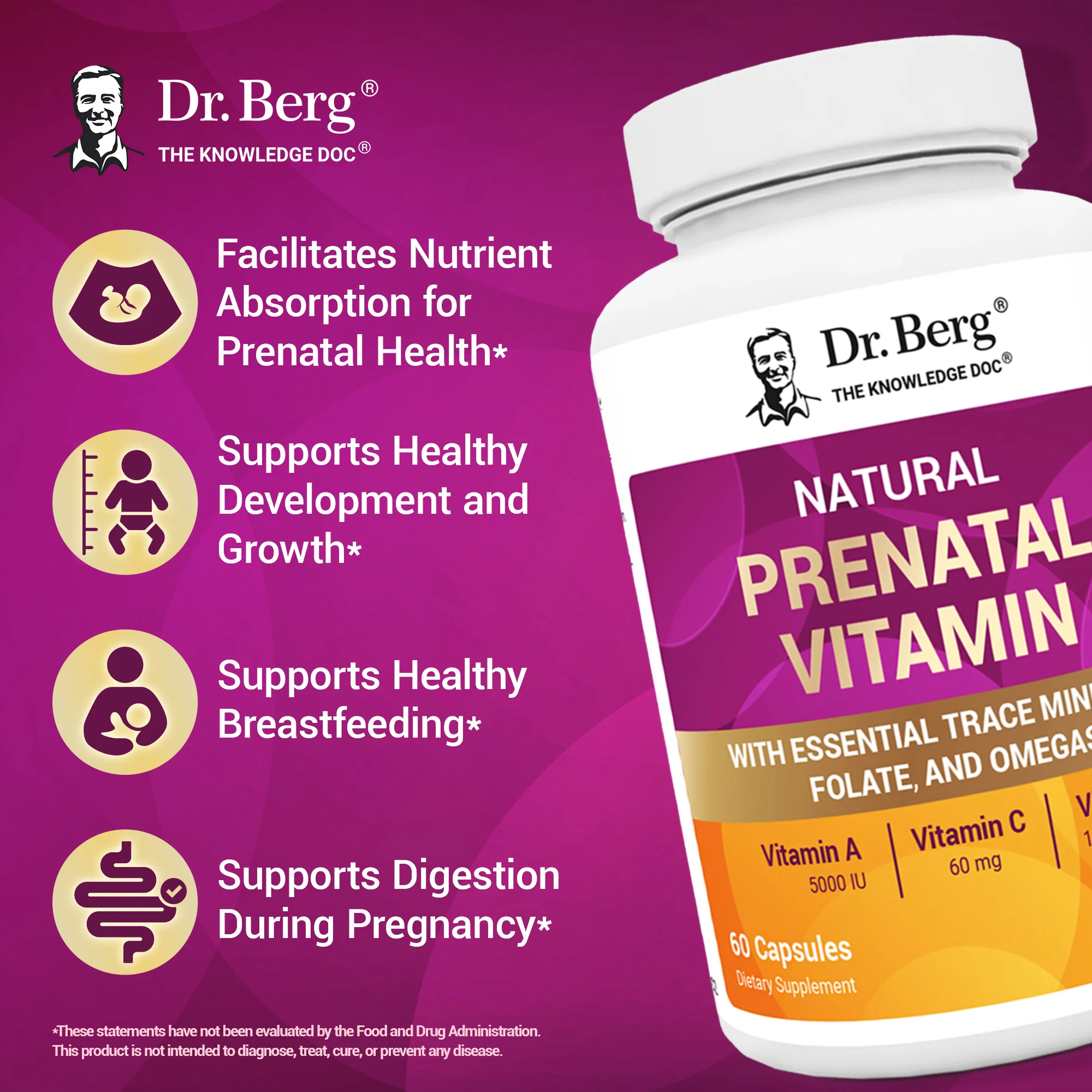 Natural Prenatal Vitamin with Folate and Omegas – 60 Capsules - Image 7