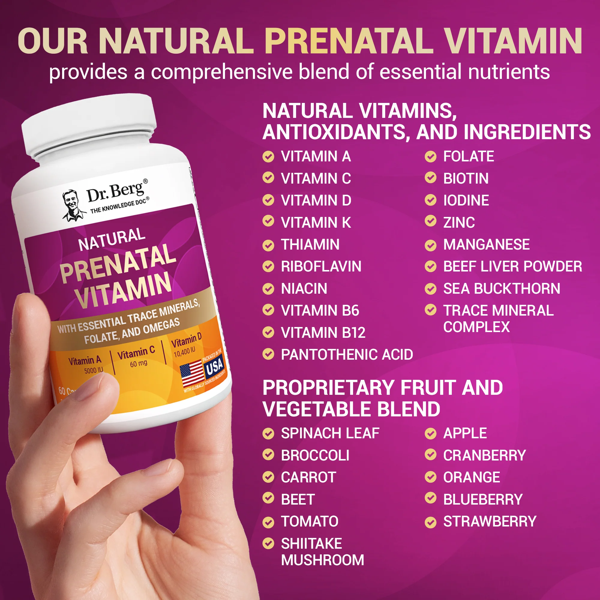 Natural Prenatal Vitamin with Folate and Omegas – 60 Capsules - Image 8