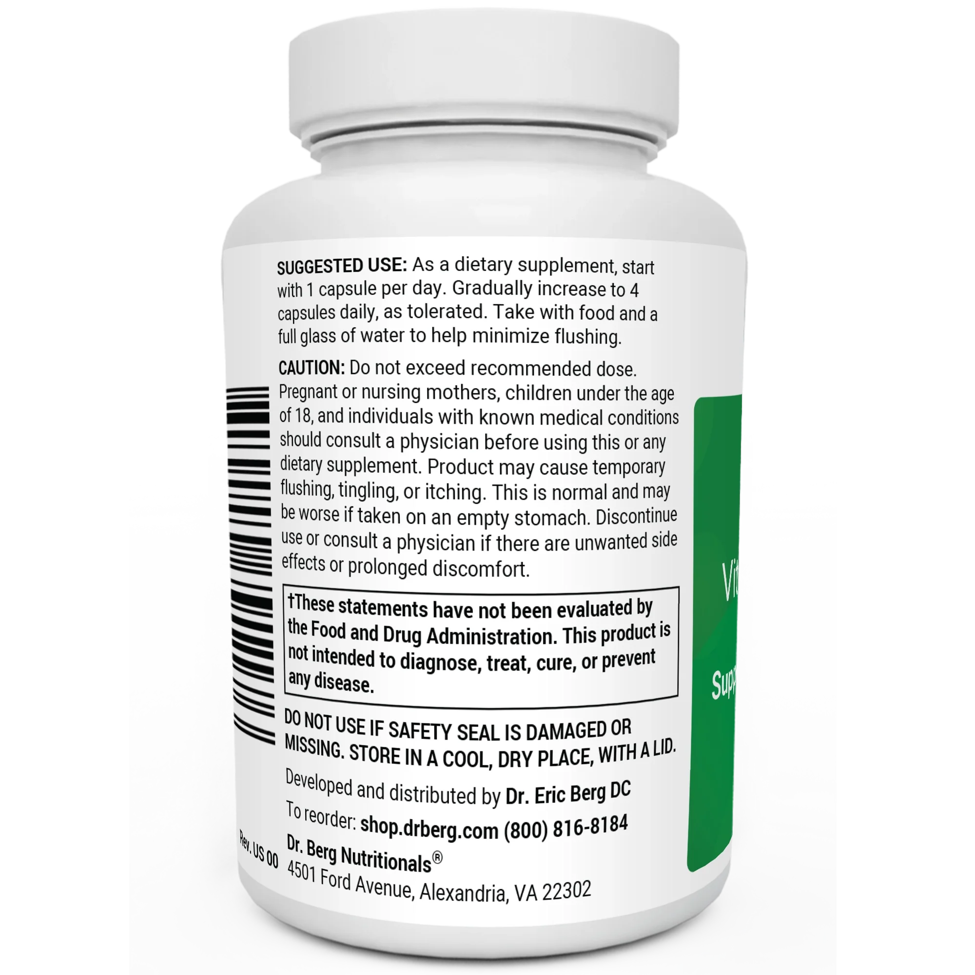 Niacin (Flushing Form) — Vitamin B3 500 mg per serving — Now only 125 mg per capsule - 100 Capsules - Image 4