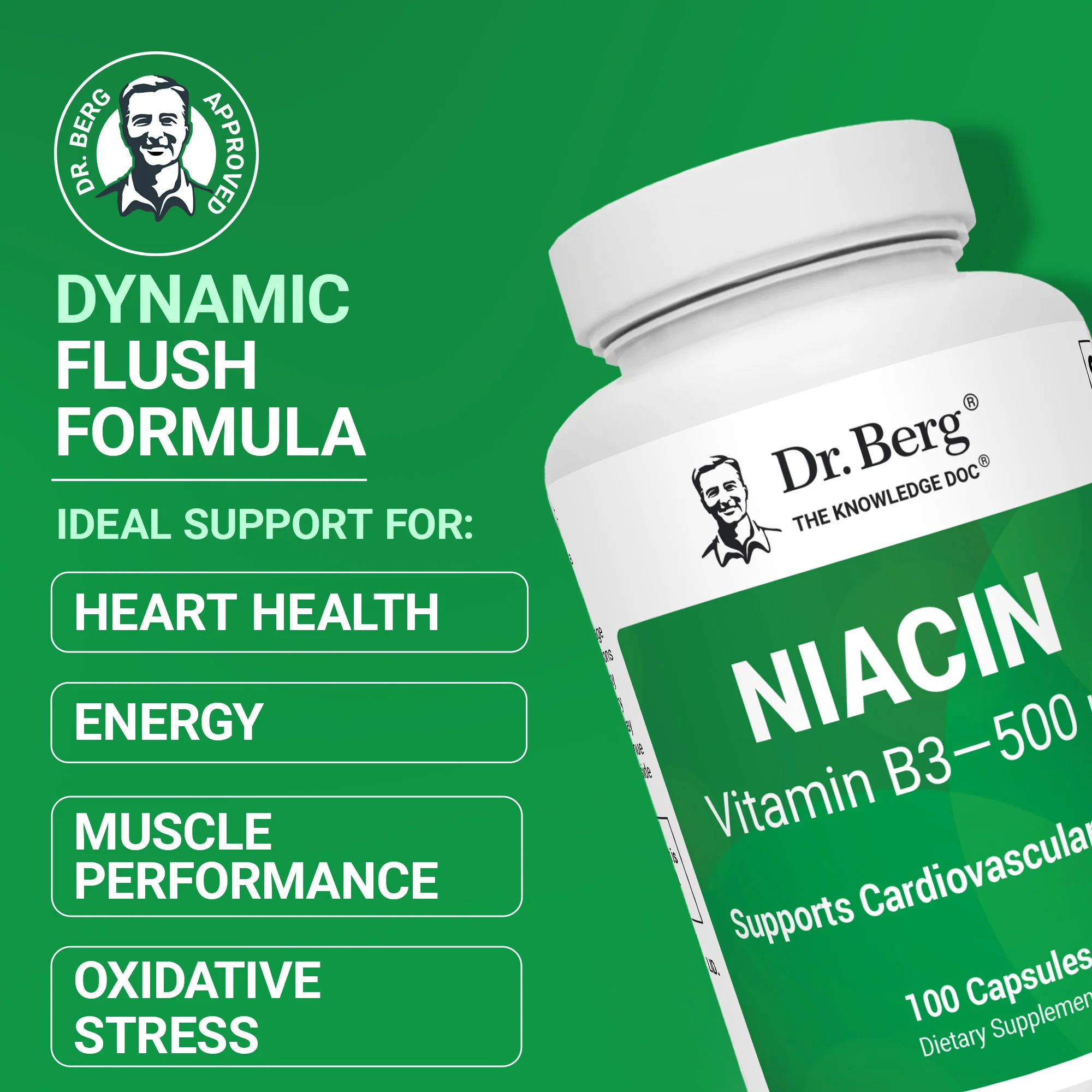 Niacin (Flushing Form) — Vitamin B3 500 mg per serving — Now only 125 mg per capsule - 100 Capsules - Image 6